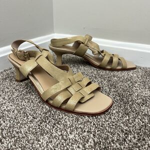 Donald J Pliner Kaia Woven Metallic Suede Sandals Kitten Heels